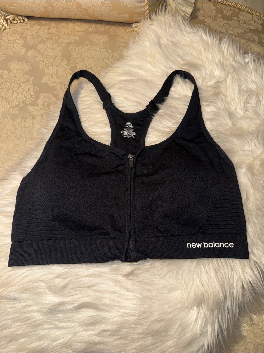 New Balance BNWOT Women's Black Front-Zip Sports Bra Size 3X